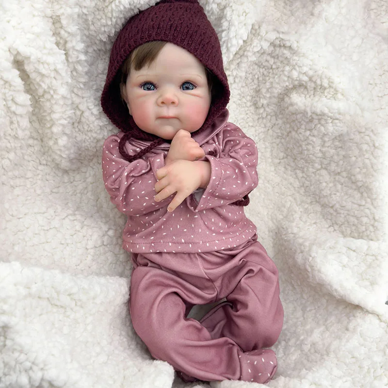 

45cm Blue Eyes Reborn Doll Bettie Lifelike Soft Touch Cuddly Baby Multiple Layers Painting 3D Skin with Visible Veins