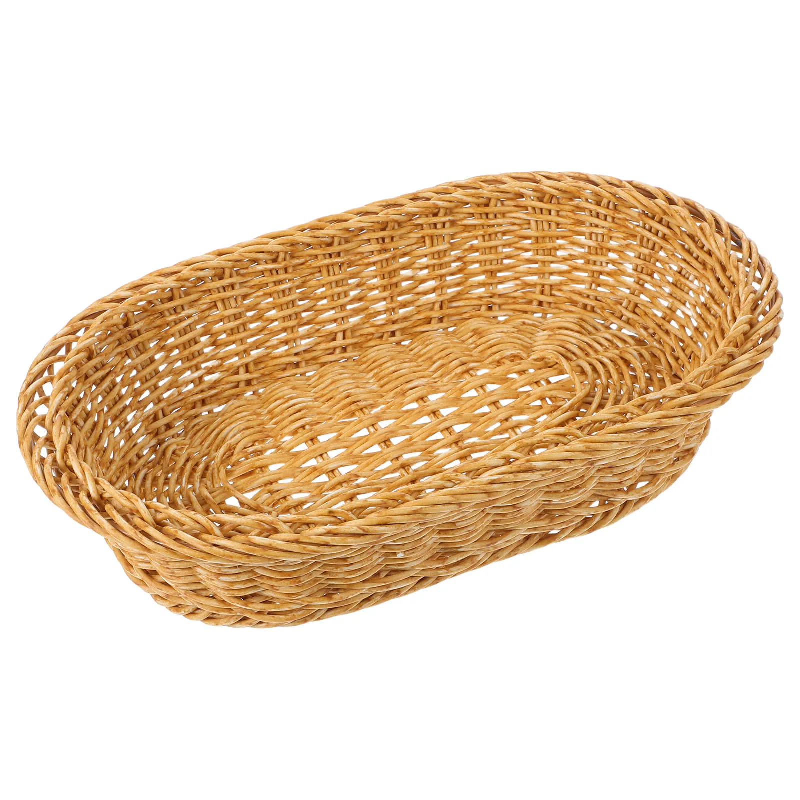 

Fruit Bread Basket Food Serving Tray Bowl Oval Sundries for Table Plastic Natural Storage Decorative Bowls Handwoven