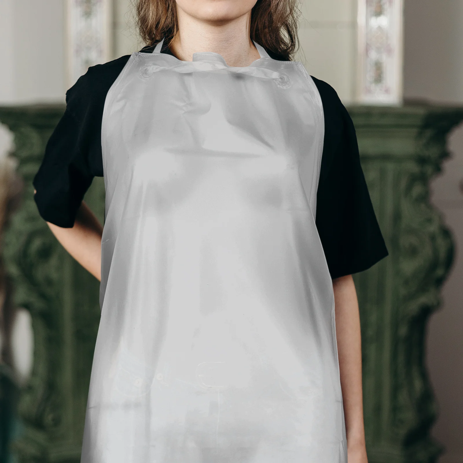 

1 set 1 Set Waterproof Apron Clear Pvc Apron For Dishwashing Kitchen Cleaning Work Lab Oil Resistant Seamless Design