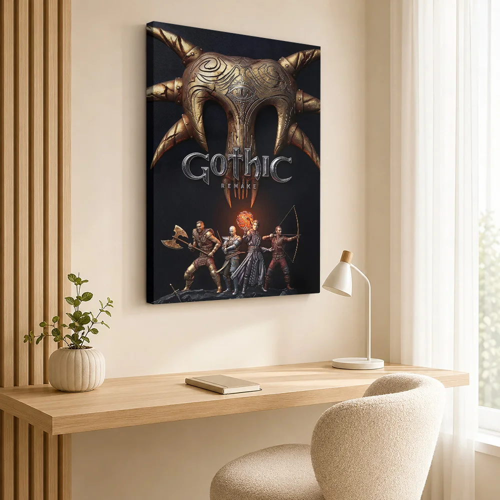 Gothic Remake Video Game Framed Canvas Poster Custom Gothic Horror Wall Art for Game Room Decor Collectible Ready to Hang Gift