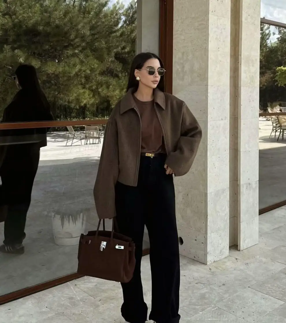 امرأة نمط جديد استعادة القديمة أنيقة موجزة فاخرة Harajuku الشارع الملابس موضة الاتجاه ترتيب الأسرة طوق زر معطف #2