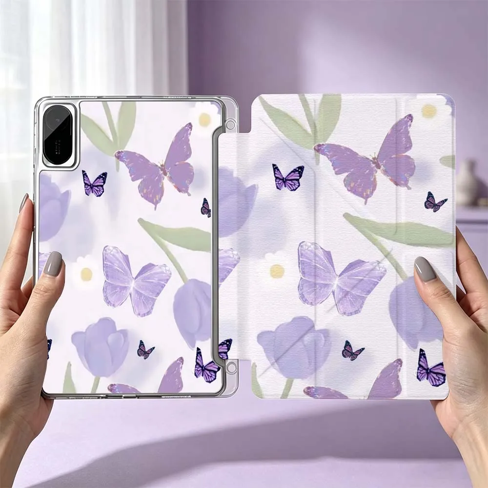 Purple Butterfly Flower Cool For Xiaomi Redmi Poco Pad 8 7 6 5 Pro SE 5G 11.2 12.1 11 inch 3Y Tablet Case