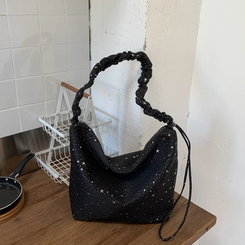 

Модная женская сумка-хобо с блестками, сумка через плечо с драпированным ремнем и звездным дизайном, идеально подходит для вечерних вечеринок и ночных прогулок.