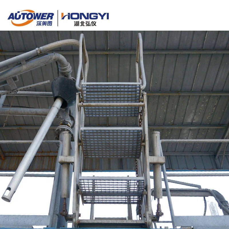HCY Protection Package Telescopic Ladder Galvanized Ladder Folding Stairs with Spring Cylinder Balance System Step for Skid Plat