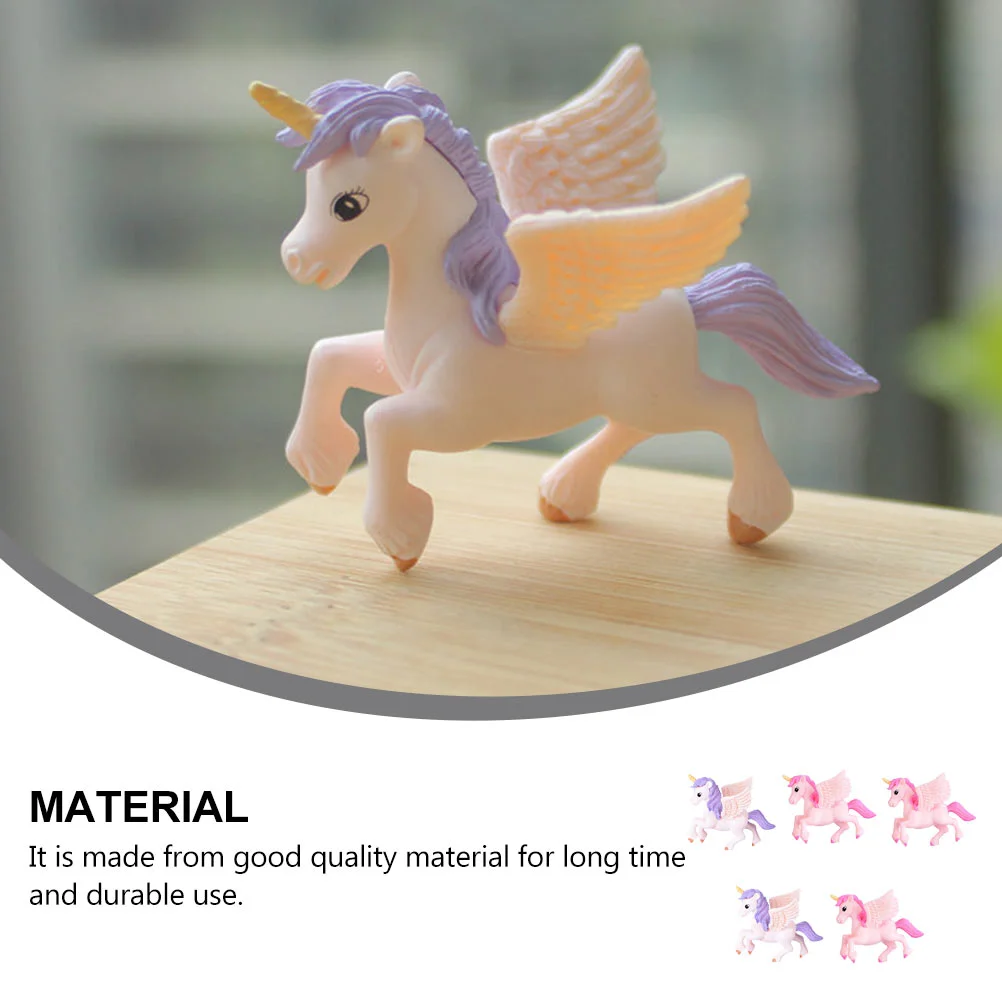 5 pezzi ornamenti unicorno giocattolo per bambini decorazioni da tavolo ornamento decorazione in vetro artigianato decorazioni per desktop in plastica per bambini