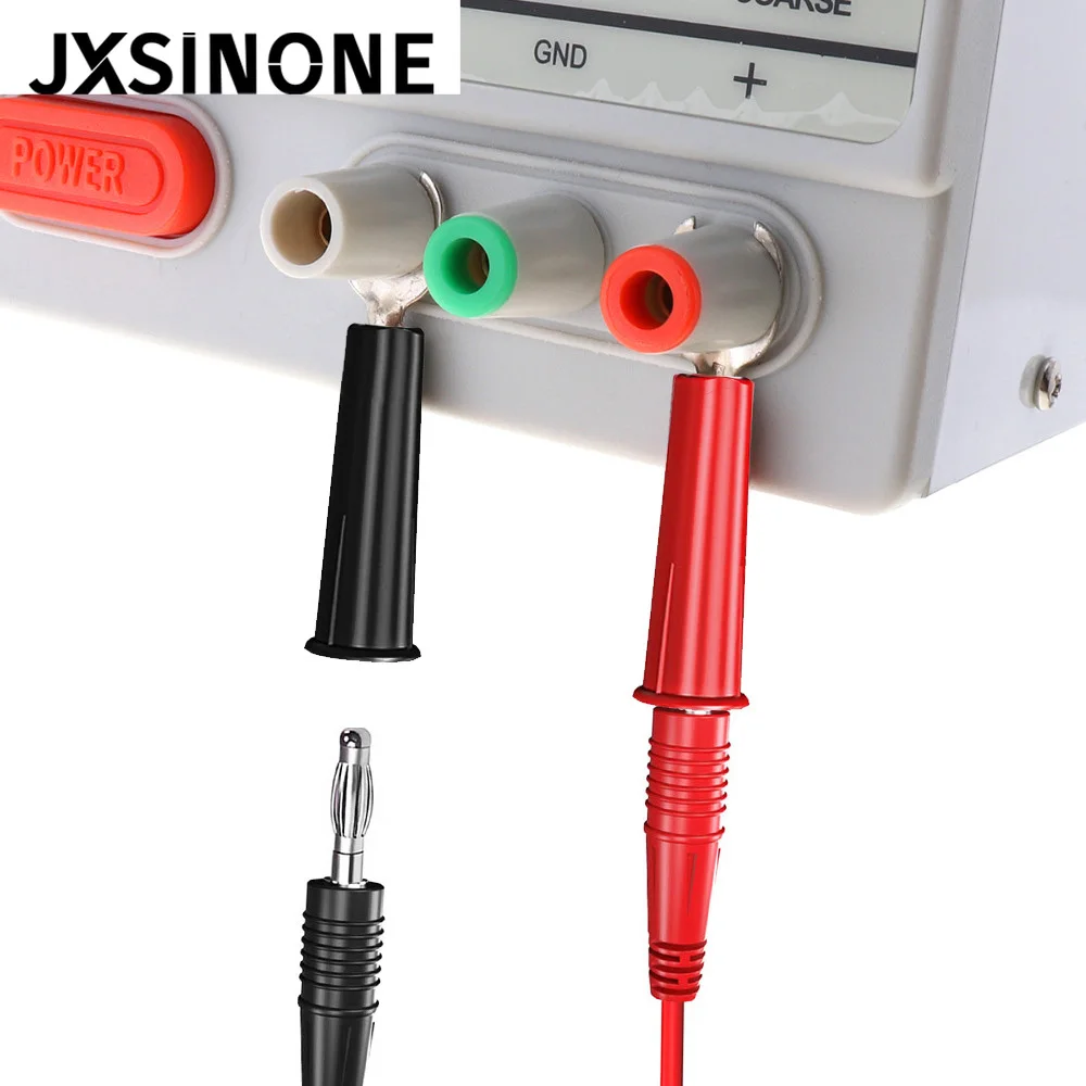 JXSINONE P1041B 1M 4mm Banana to Banana Plug Test Lead Kits Alligator Clip Clamps To 6mm U-type Plug Regulated Power Supply