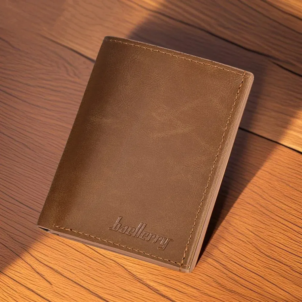 

PU Leather 3 Fold Wallets Urban Recreational Style Black Coffee Brown Anti-theft Cash Bag Credit Card Case ID Badge Holder