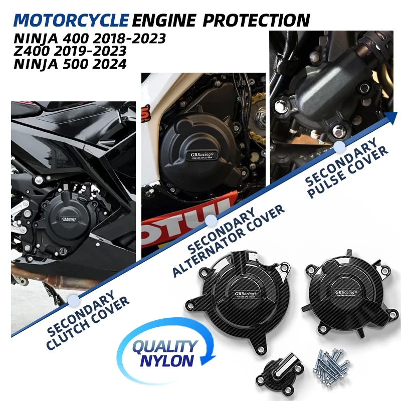 

Аксессуары для мотоциклов v2 GBRacing для KAWASAKI Motorräder Ninja 400 Z400 2019-2023 Ninja 500 2024, комплект дополнительных крышек двигателя