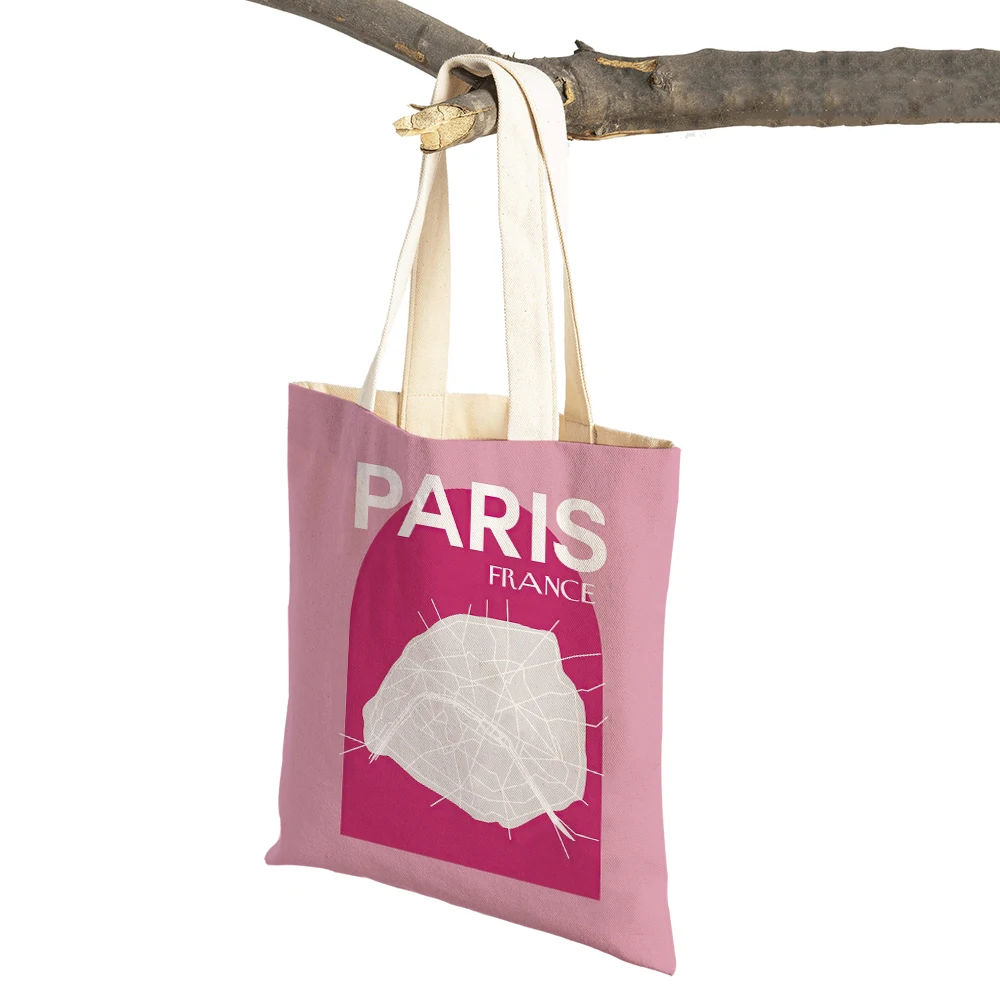 Fashion City Map New York Paris London Berlin Tokyo Rome Lady Shopper Bags Tote Handbag Casual Canvas Women Shopping Bag