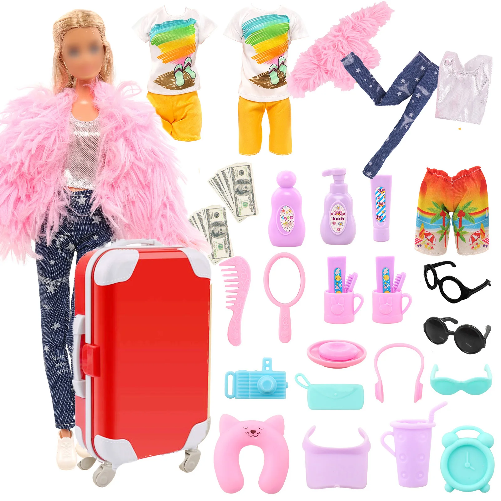 Doll Suitcase Luggage Travel Clothes and Accessories for 11.5 inch Girl Doll Travel Carrier Storage Freeshipping Children Gift