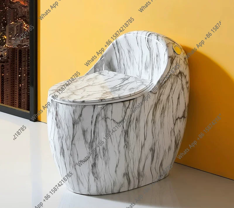XvNew Personalized Creative Color Toilet Wood Grain Siphon Small Apartment Household Water-saving Toilet Stone Grain