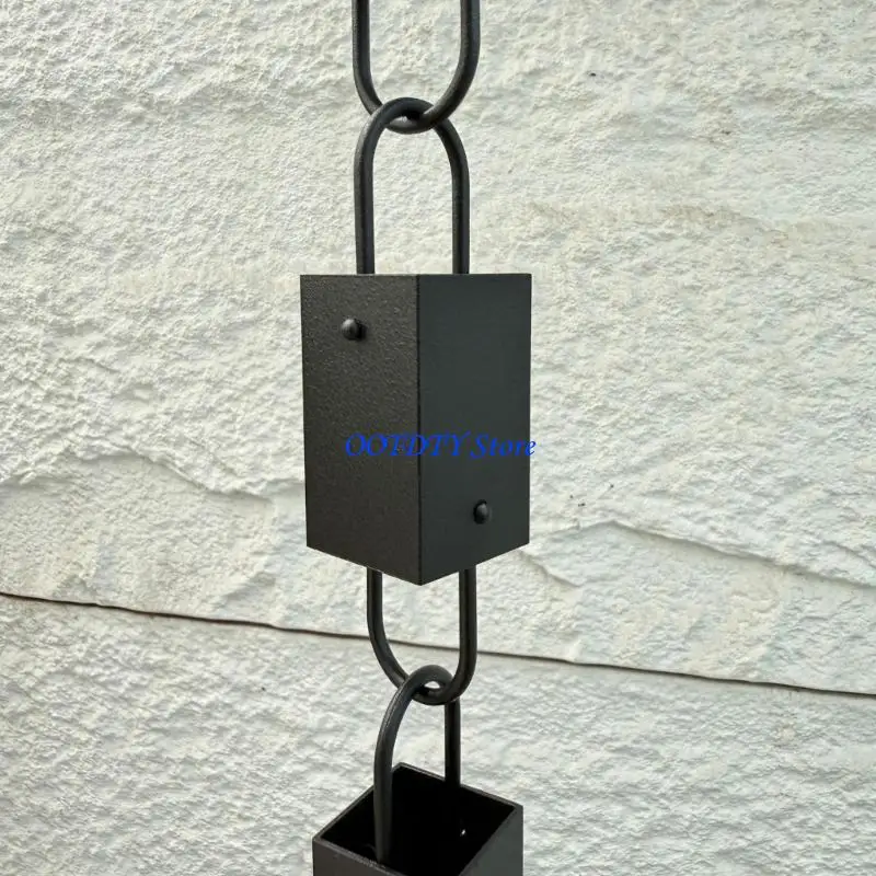 367A Rain Chain for Gutter Downspout Outside Rectangular Rain Chain Cups Functional Decorative Replacement for Gutter Downspout