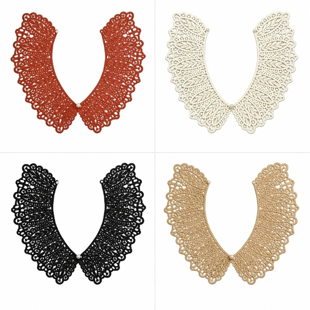 Mini Pearl Button Detachable Lace Collar Hollow Design Lightweight Peter Pan Collar Soft Material Breathable Decorative Shawl