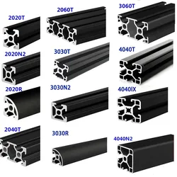 1PC T-Slot profilo in alluminio 2020 2020 N2 2020R 2040 2060 3030 3030 N2 3030R 3060 4040 4040R N2 ossidazione anodica nera Standard ue