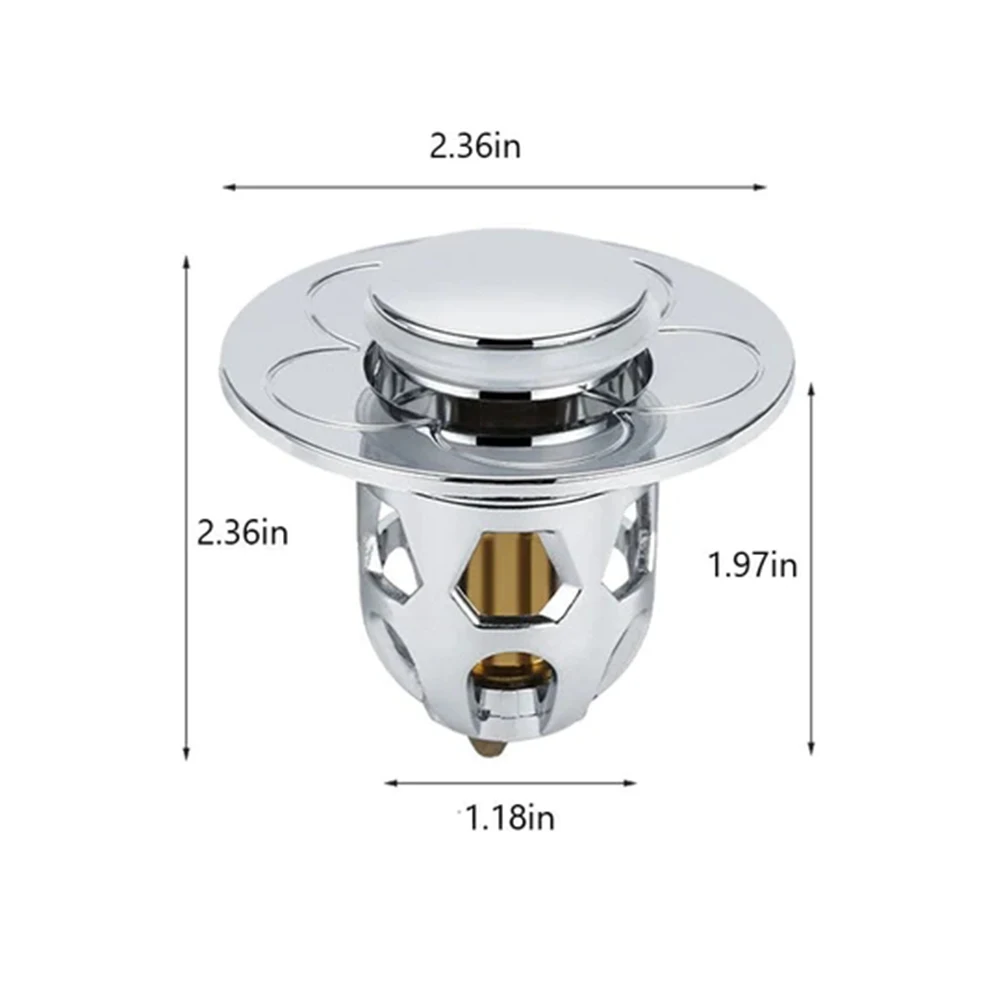 Universal Washbasin Head Cap Stainless Steel Pop-up Bounce Core Drain Filter Bathroom Shower Sink Filter Plug Leak Stopper