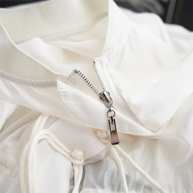 

Модная бейсбольная куртка Ele Faionable T с шелковыми лентами и пуговицами, V-образным вырезом, застежкой-молнией, однотонная, весенняя верхняя одежда