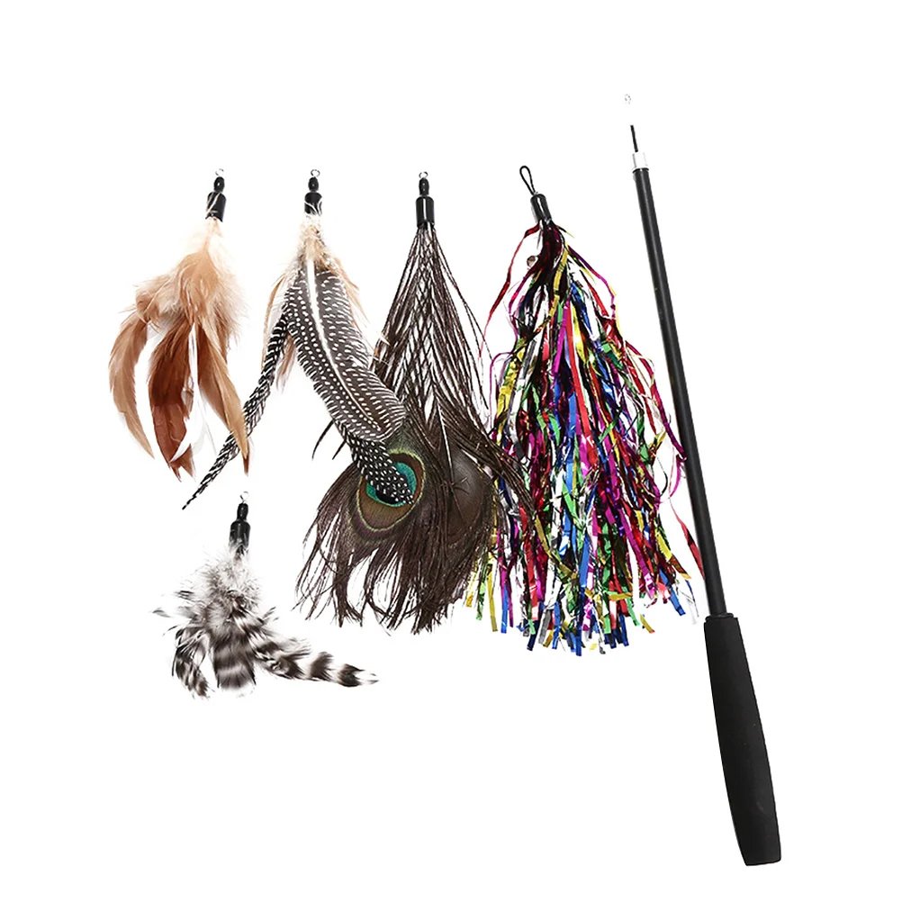 

6pcs 3 Interactive Cat Interactive For Cats Play Cat Teaser Training Exercise Fun Activity Rod Set