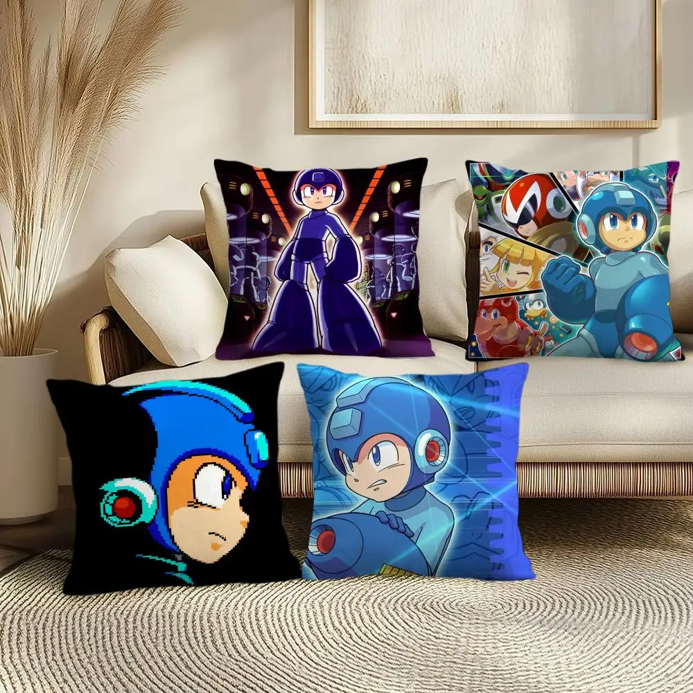 Capa de Almofada Game R-Rockman Megamans, Capa de Almofada Macia de Pelúcia Curta, Textura Suave e Aconchegante, Capa Estética para Almofada, Decoração para Casa
