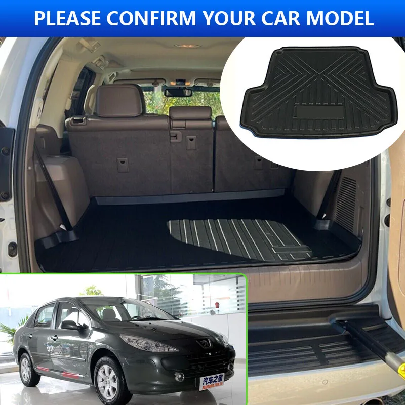 For Peugeot 307 2008~2013 2009 2010 2012 Sedan Car Rear Trunk Protector Pads Auto Waterproof Liner Anti-Fouling Mats Accessories