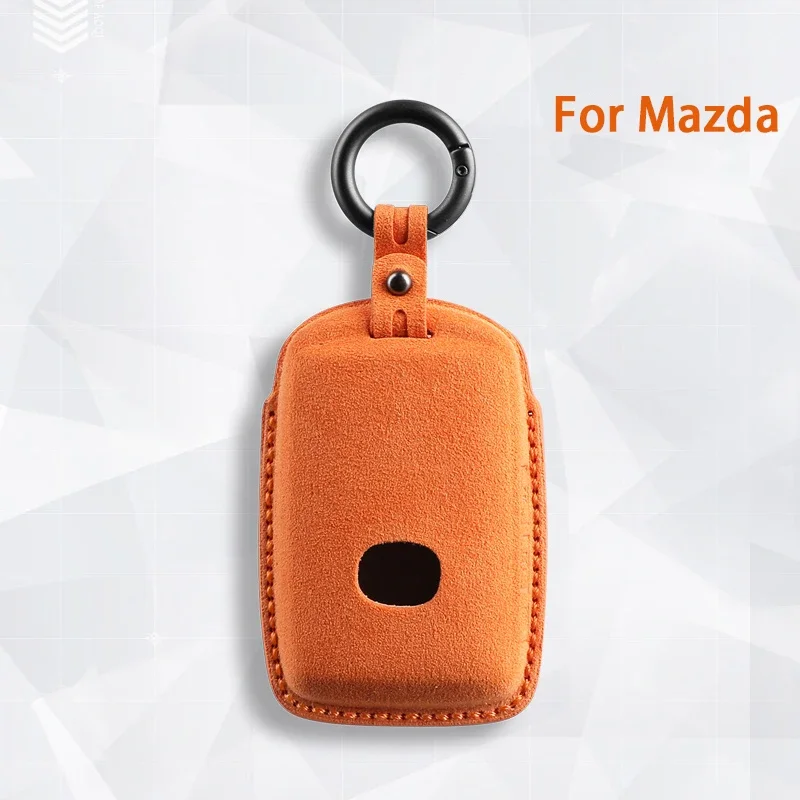 

For Mazda 3 Alexa Cx5 CX4 Cx9 3 6 Cx30 Cx50 Mx5 CX9 CX7 CX8 CX-8 CX-30 Miata 2021-2024 Suede Car Key Case Cover Shell Keychain