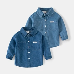 Spring Autumn Winter Kids Casual Fashion Denim Clothes Children Toddler Jeans Long Sleeve Shirt Boys Clothing Tops for 90-130cm
