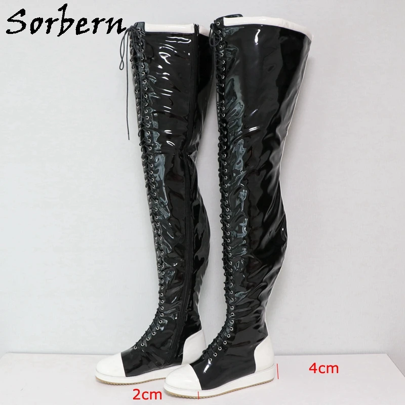 Sorbern 95Cm Super Długie Buty Dla Kobiet Wygodne Wysokie Obcasy Klinowe Zapinane Na Zamek Czerwono-Czarne Unisex Styl Buty Rozmiar Niestandardowy