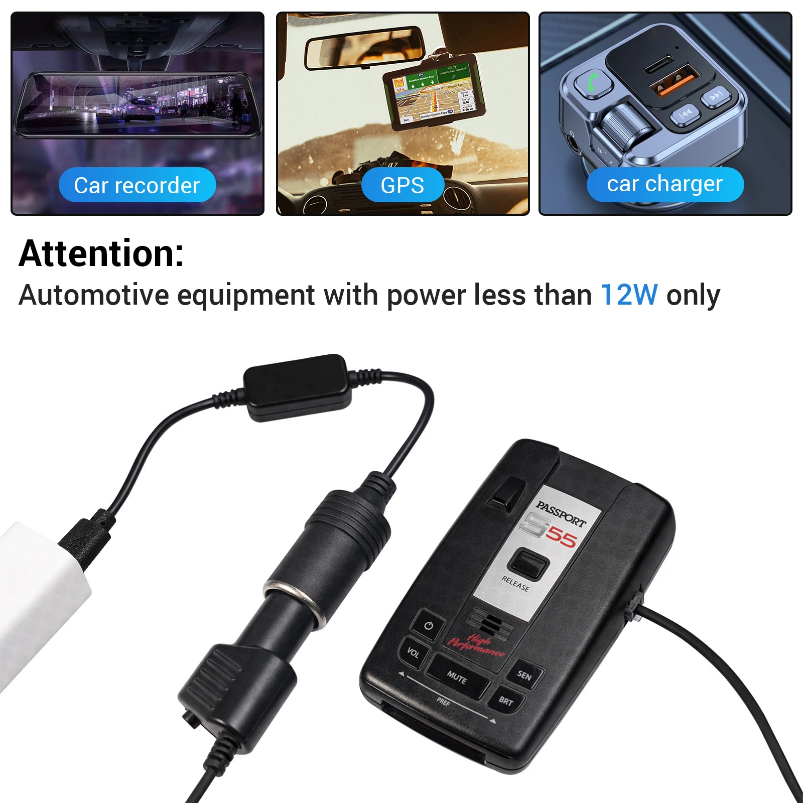 Convertitore presa accendisigari 8 W da 5 V USB a 12 V