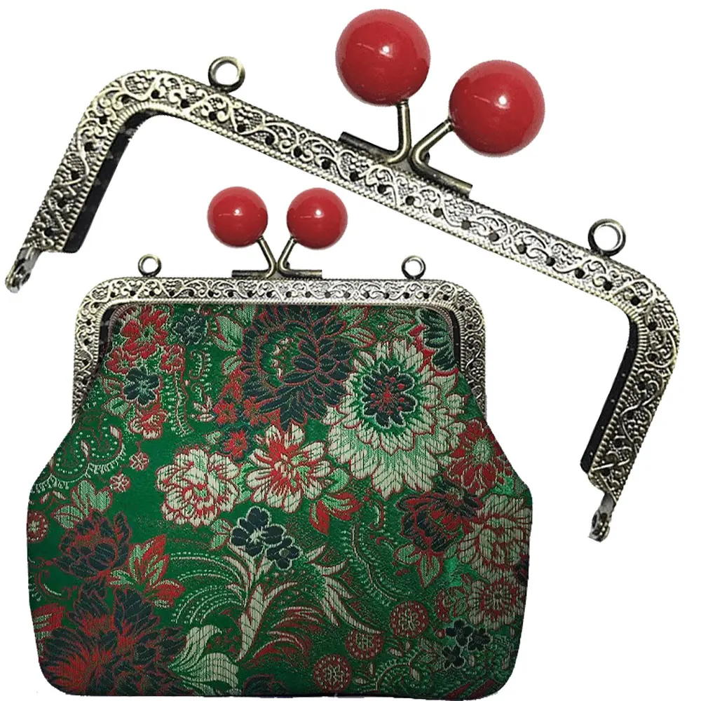 

10PCS 12.5cm Metal Purse Frame Bag Handle Colored Bead Women Handbag Kiss Clasp DIY Sewing Brackets Bags Accessories