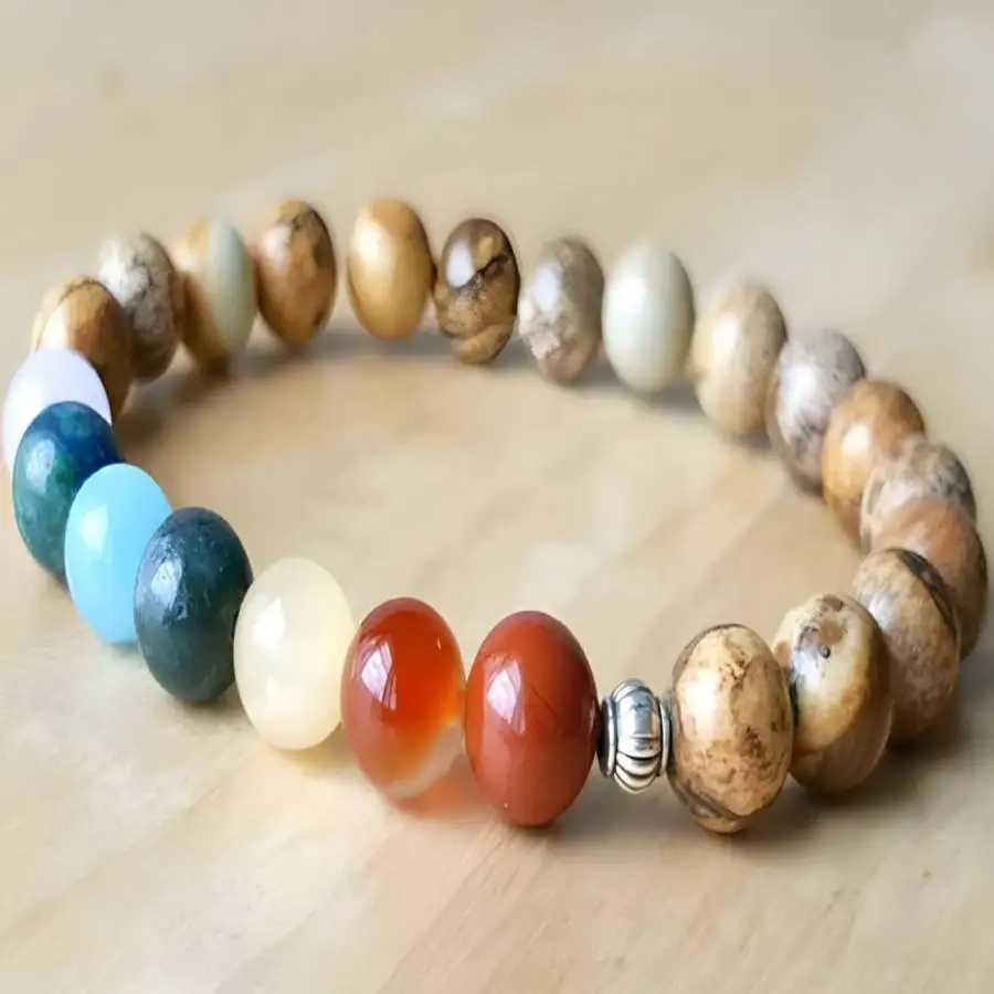 

8mm Natural 7 Chakra Beads Bracelet 7.5inch Bohemian tassel Gemstone zazen Stone Chaplet Chakra Yoga Women Mala Japa