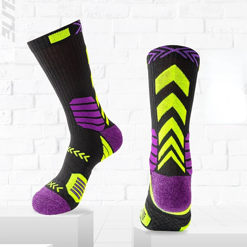 

3 пары спортивных носков для бега, спортивные дышащие сетчатые толстые компрессионные баскетбольные носки, впитывающие пот, профессиональные велосипедные носки