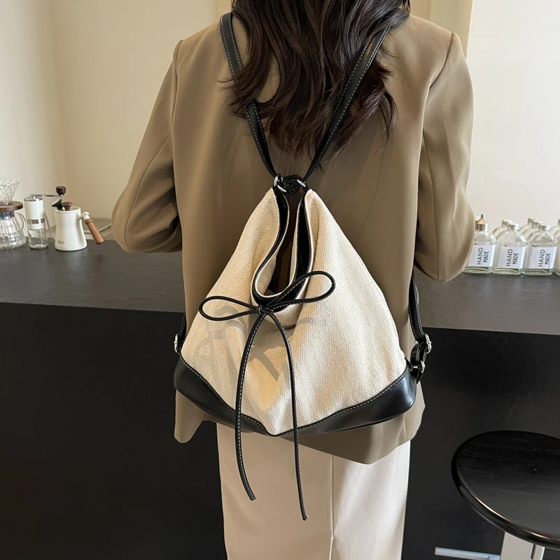 1 Piece Color Matching Large Capacity Backpack Can Be Shoulder Crossbody Bucket Bag