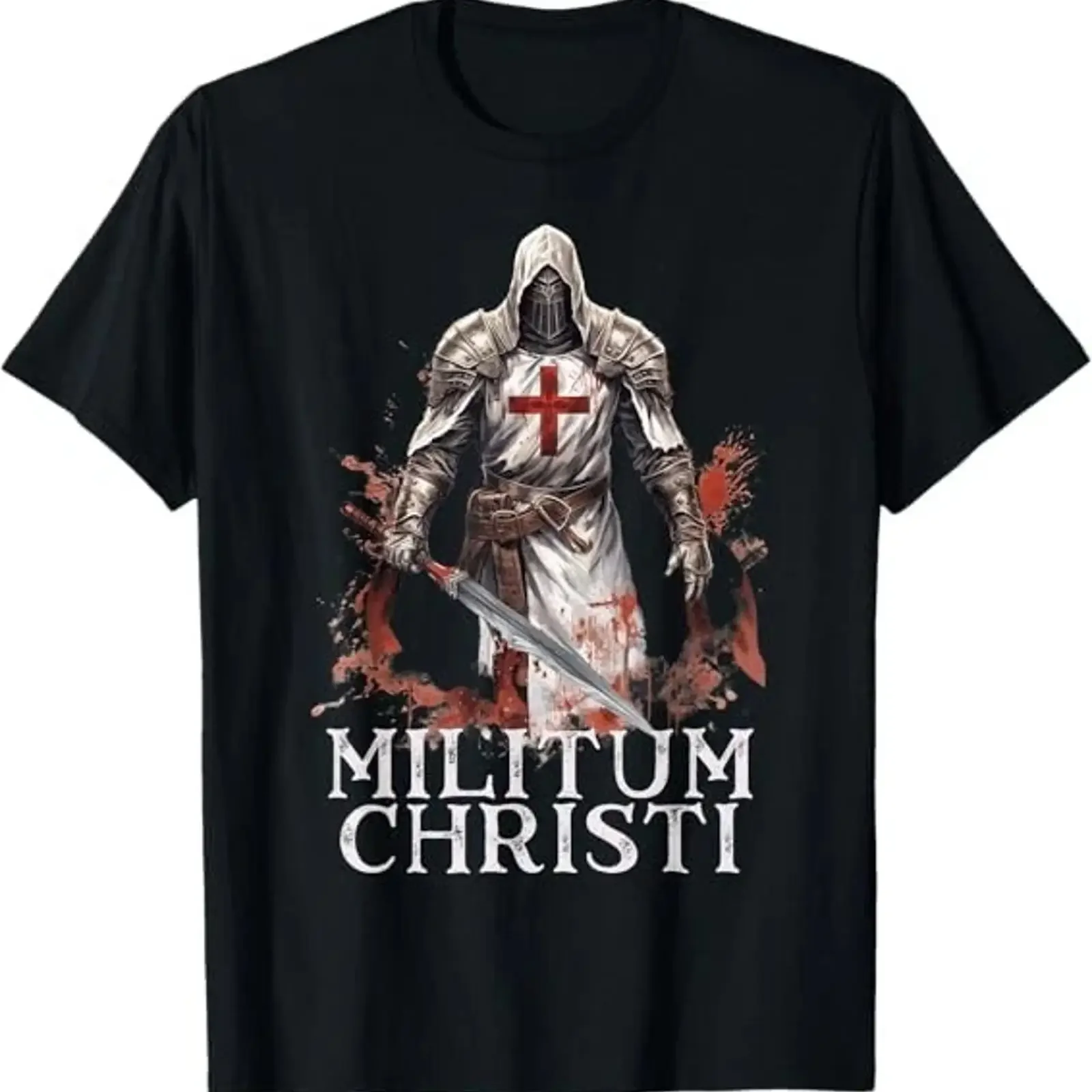 NEU LIMITIERT Modernes katholisches Design Ritter-T-Shirt S-3XL Vintage Washed Stretch Soft Grafik Designer-Kleidung für Herren