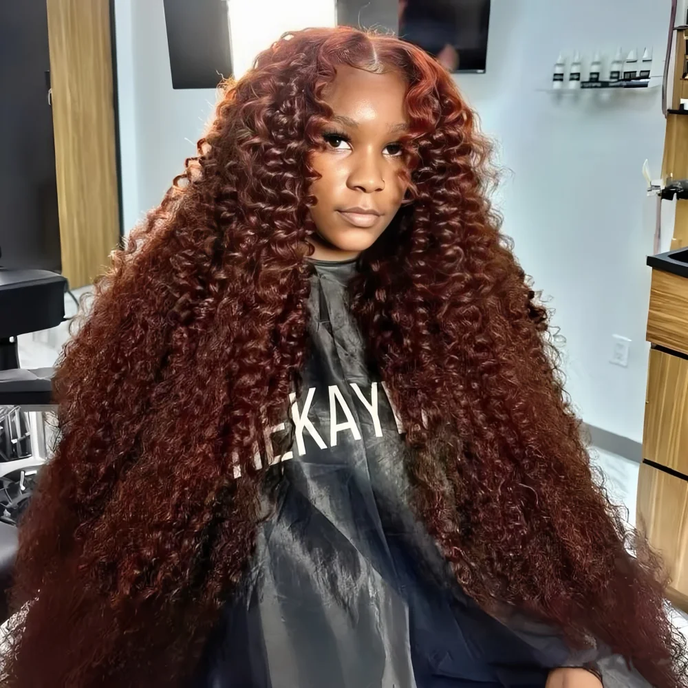 

13X4 Chocolate Brown Curly Lace Front Wigs Colored 100% Human Hair Wigs Pre Plucked Deep Wave 13X6 Hd Lace Frontal Brazilian Wig