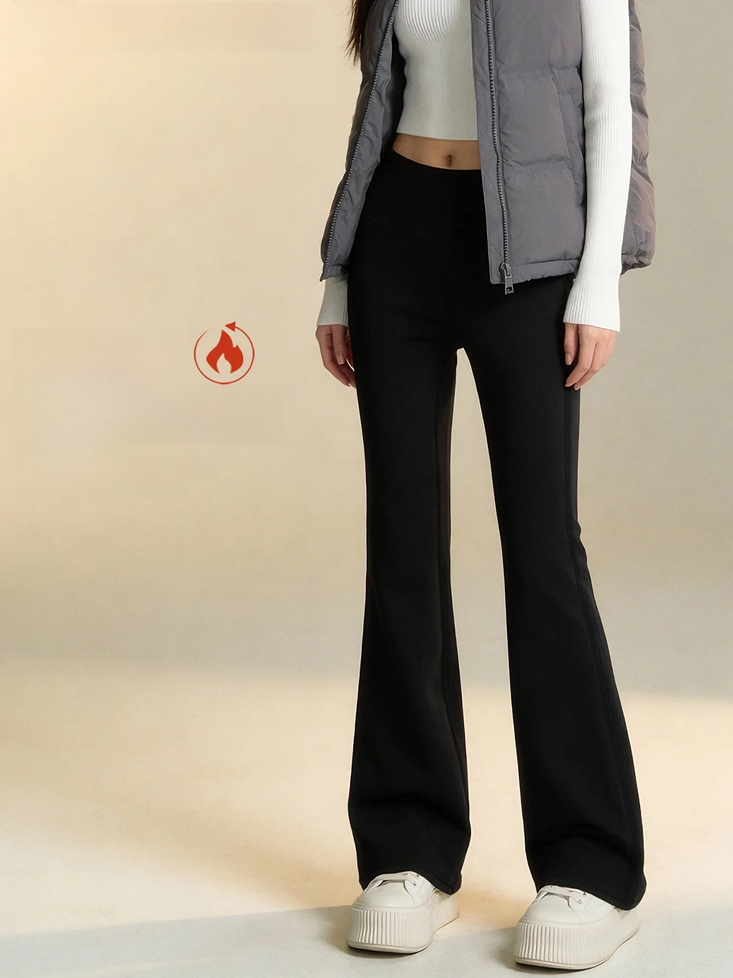 

High Waist Fce Lined Thi Yoga Pants Women's Outerwear Winter 2026 New Sle ark Fin Pants Boting Trousers