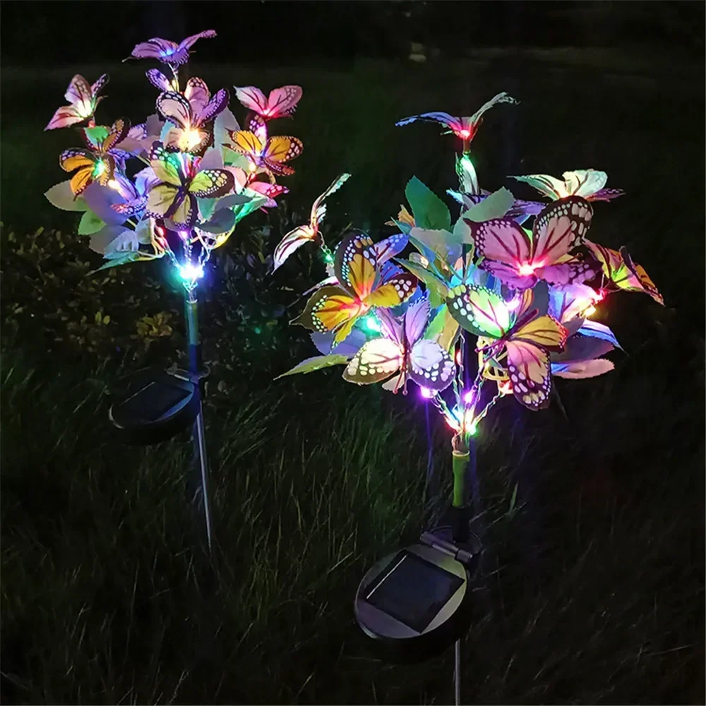 Solar Outdoor Light Ground Plug Garden Lights Solar Simulation Flower Butterfly Lawn Lights Wedding Holiday Courtyard Decoration