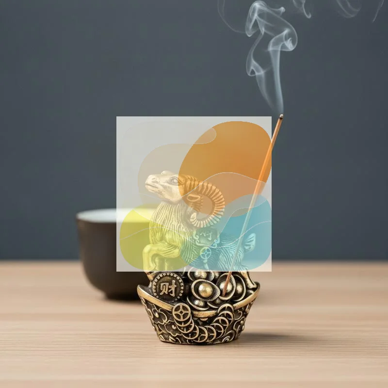 Zodiac Sheep Wealth Ingot Alloy Incense Holder Exquisite Art Craft Aromatherapy Ornament for Living Room Home Decor