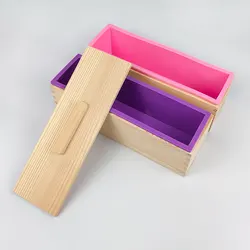 1200ml Silicone Soap Mold Rectangle Wooden Box With Cover DIY Cake Toast Loaf Baking Supplies Handcraft Soap Making Form Mould