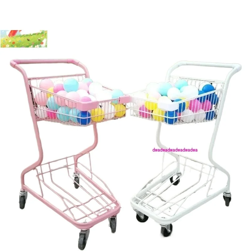 

Supermarket double shopping cart KTV home cart Internet celebrity ins photo pink supermarket shopping cart