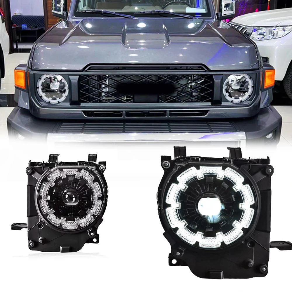 

Стайлинг светодиодных фар для Toyota LC76 LC79 2024, новый стиль, светодиодные DRL, автомобильные фары в сборе, аксессуары для сигнала, модифицированная лампа