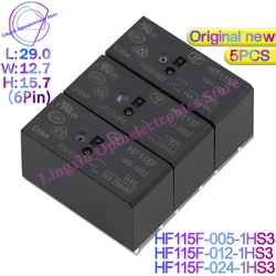 5Pcs/lot JQX HF115F - 005 012 024 -1HS3 Relays 6Pin 16A 250VAC HF115F-005-1HS3 HF115F-012-1HS3 HF115F-024-1HS3 100% Original New