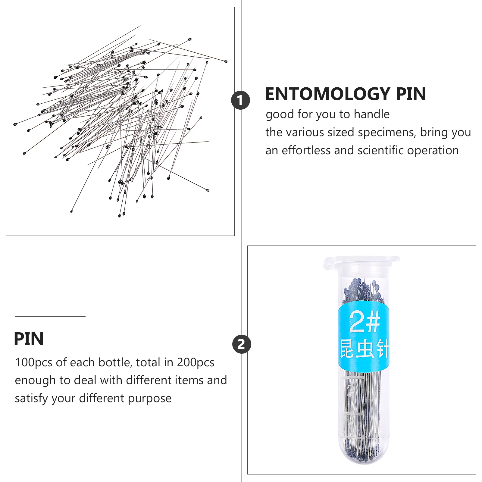 

200 Pcs Specimen Needle Dissection Collectors Stainless Steel Pin Collection Weave Entomology