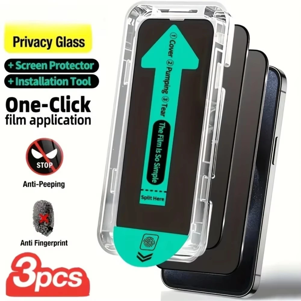 3 Stück oleophobe staubfreie einfache Installation matte Privatsphäre gehärtetes Glas für iPhone 17 16 Pro Max 13 12 11 14 15 Air 16e XR XS X