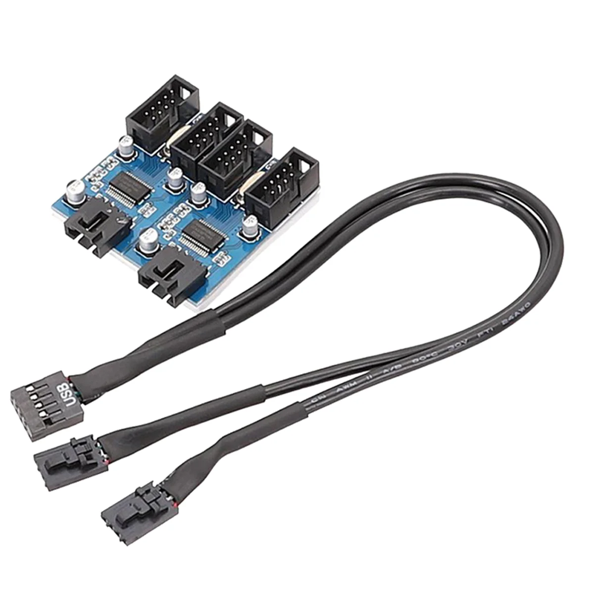 Motherboard 9Pin USB2.0 Extension Cable 9PIN to Dual 9PIN with Chip Support Multi-Interface Shared Extension Cable