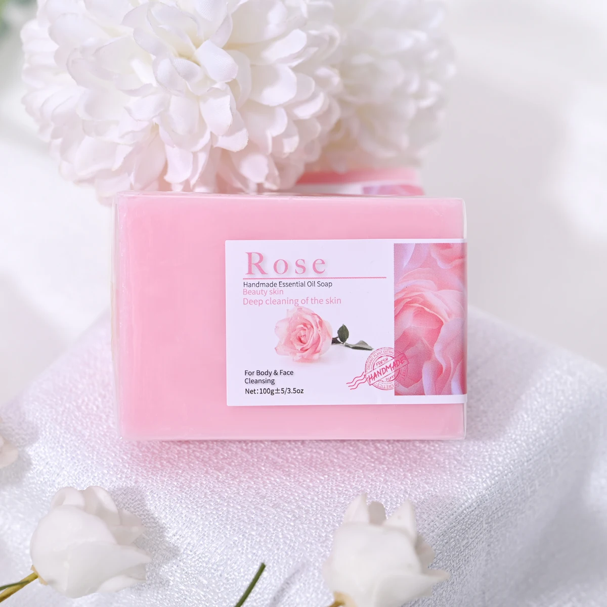 Handmade 100g Rose Essential Oil Soap Olive Oil Infused for Skin Basic Cleaning Features