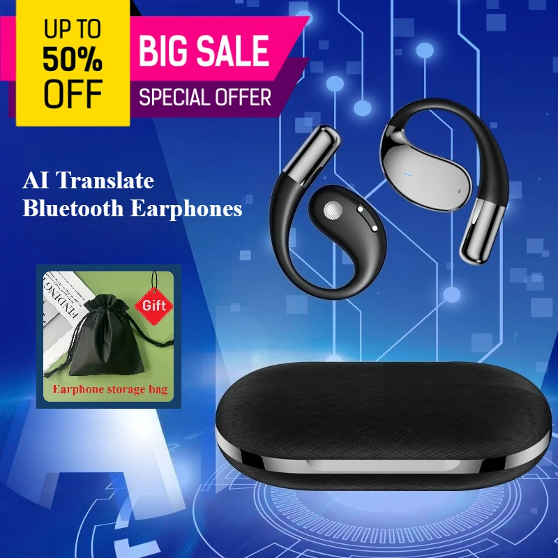 

Hanging AI translation Bluetooth earphones with ultra long battery life, sports earphones wireless headphones superpods