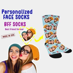 Customized BFF Socks Friends Couples Elders Gifts Personalized Customized Love Long Socks Your Pictures Animals Pets Funny Socks