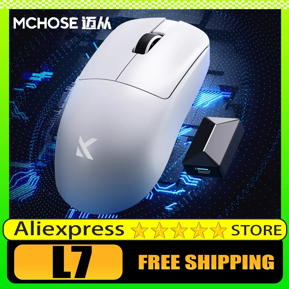 MCHOSE L7 Ultra Wireless Mouse Dual 8K PAW3950 Low Delay E-Sports Gaming Mouse Lightweight Customization PC Gamer Accessories