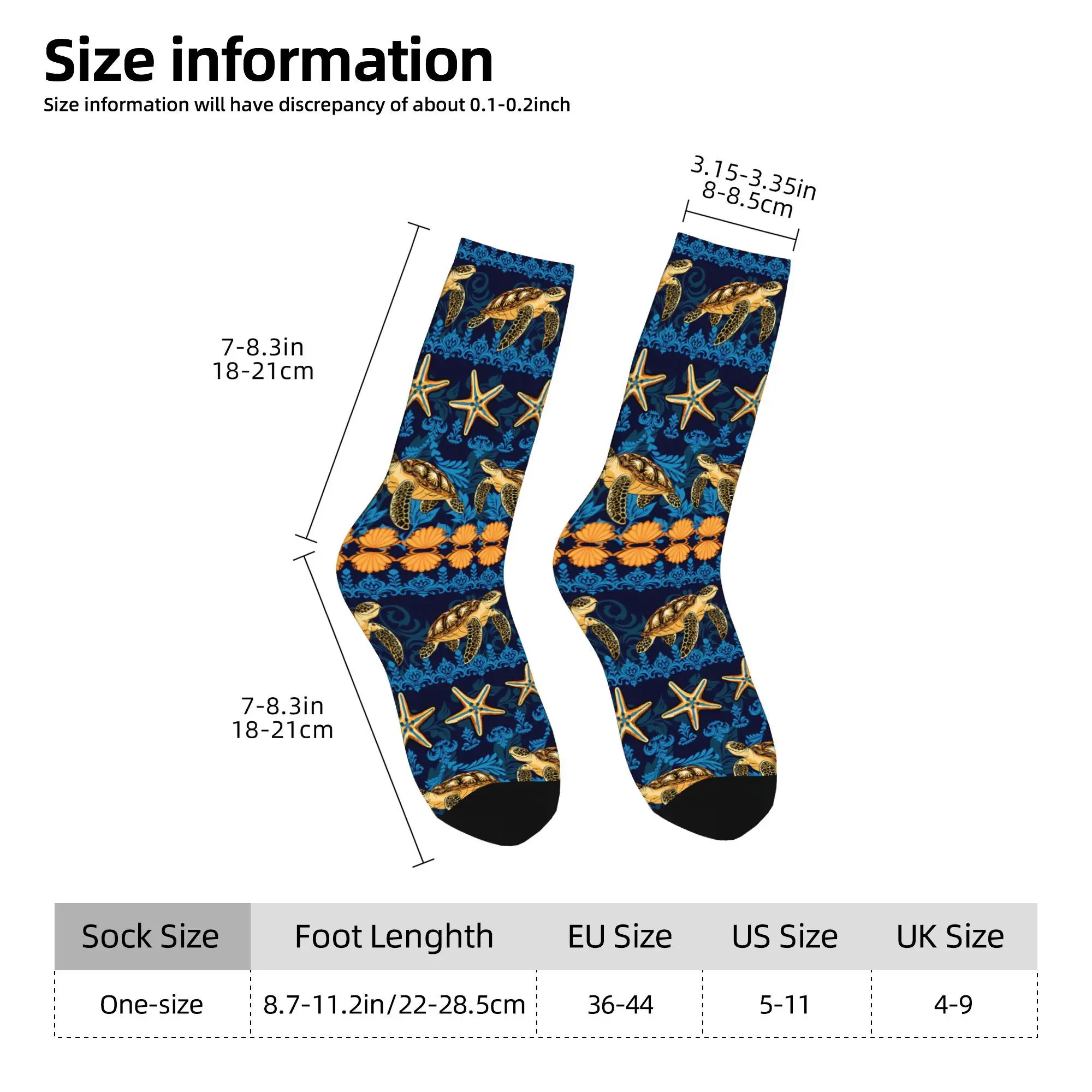 1pc Sea Turtles Starfish Marine Life Printed Men's Socks  Novelty Hip Hop Harajuku Pattern Crew Sock Casual Gift