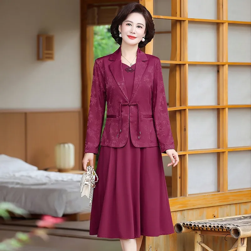 Autumn Fashion Vintage Dress Sets for Women Two Piece Jacket and Pencil Skirt Suit Office Lady Outfit