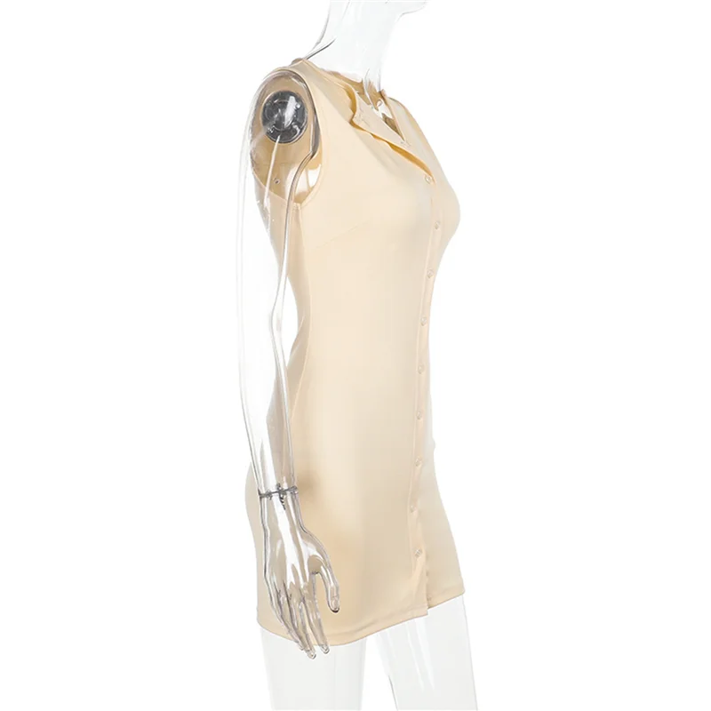 NUOVO-Abito estivo da donna a costine con bottoni e bottoni, camicia a costine aperta sul davanti, senza maniche, slim, elegante, alla moda